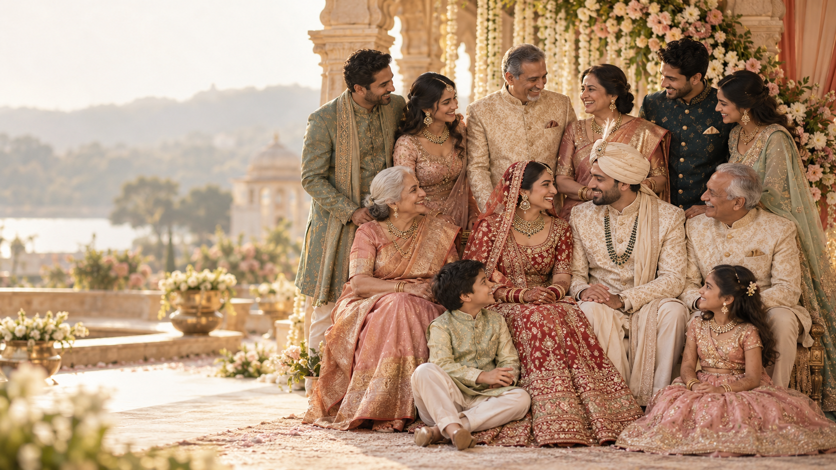Indian wedding family celebrating together