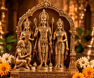 Illustrative traditional brass Ram Darbar devotional figurine